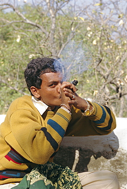 Smoking near Deogarh, Rajasthan, India