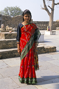 Portrait of a young woman, Chittorgarh, Rajasthan state, India, Asia