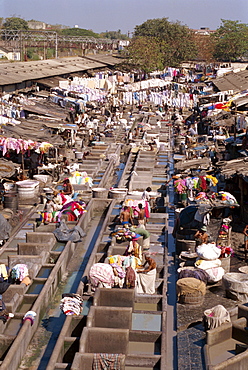 Dhobi or laundry ghats, Mumbai (Bombay), India, Asia