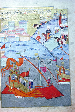 Islamic manuscript showing ships at sea