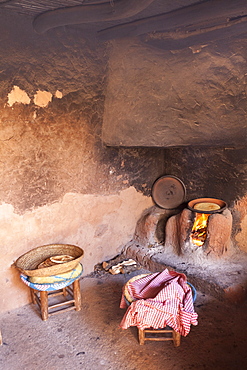 The kitchen of a traditional Berber home in the Ourika Valley, Morocco, North Africa, Africa 