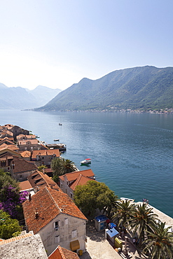 View from St. Nicholas Church of Perast, Bay of Kotor, UNESCO World Heritage Site, Montenegro, Europe 