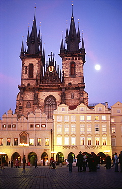 Church of Our Lady before Tyn at dusk, Prague, Czech Republic