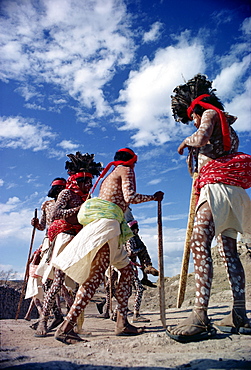 Tarahumara spotted dancers at Easter, from the Sierra Madre, in Mexico, North America 