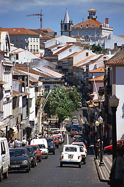 Main street in Angra do Heroismo, Terceira, Azores, Portugal, Atlantic, Europe