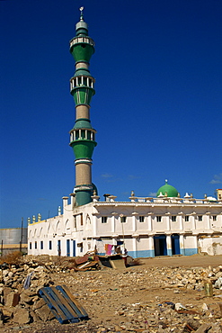 Mosque with green minaret, Djibouti, Africa