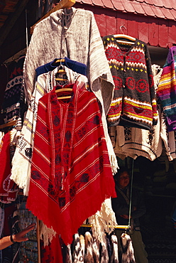 Ponchos for sale, Angelmo craft market, Puerto Montt, Chile, South America