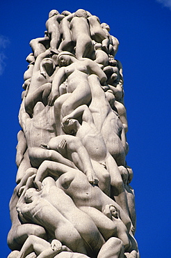 Detail of sculpture of figures on the central stele in Frogner Park (Vigeland's Park), Oslo, Norway, Scandinavia, Europe