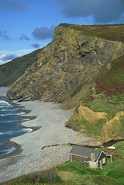 Example of folding in rocks, Millook Beach, Cornwall, England, United Kingdom, Europe