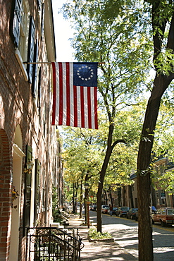 Historic flag, Society Hill, Philadelphia, Pennsylvania, United States of America (U.S.A.), North America