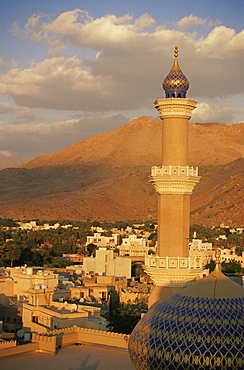 View from Nizwa Fort to western Hajar Mountains, Nizwa, Oman, Middle East