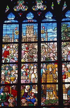 Stained glass, cathedral, Antwerp, Belgium, Europe