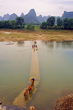 Crossing the Li River , Fuli, China