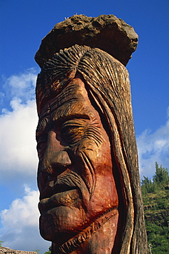 Carving honours living and ancient native Hawaiians, Pohaku Loa, Maui, Hawaiian Islands, United States of America, Pacific, North America