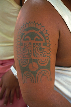 Typical Polynesian tattoo, Nuku Hiva, French Polynesia, Pacific Islands, Pacific