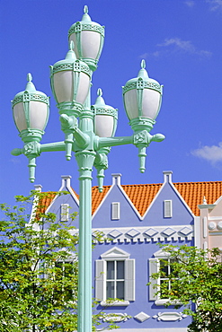 Typical pastel shades on mock Dutch architecture, Aruba, Dutch Antilles, Caribbean, West Indies