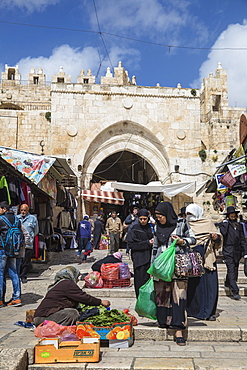 Damascus Gate, Muslim Quarter, Old City, UNESCO World Heritage Site, Jerusalem, Israel, Middle East