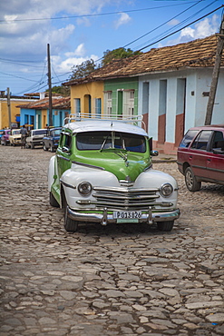 Classic American car in historical center, Trinidad, Cuba, West Indies, Caribbean, Central America