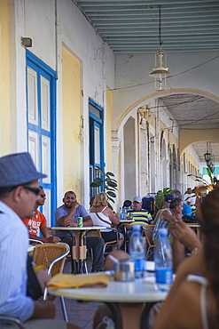 Outside terrace of El Palatino bar, Parque Marta, Cienfuegos, Cienfuegos Province, Cuba, West Indies, Caribbean, Central America