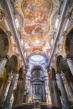 Frescoes on the ceiling at The Church of San Matteo, (Chiesa di San Matteo), Palermo, Sicily, Italy, Europe