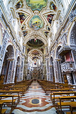 Interior of The Church of Saint Mary of Gesu (Chiesa del Gesu) (Casa Professa), Palermo, Sicily, Italy, Europe