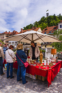 Ljubljana Sunday antiques and flea market held on the Breg Embankment in the centre of Ljubljana, Slovenia, Europe