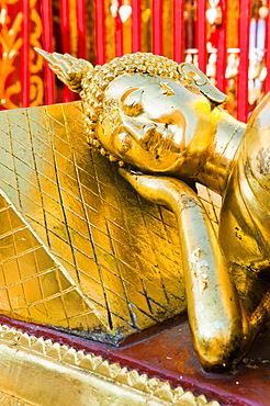 Gold Leaf reclining Buddha at Wat Doi Suthep Temple, Chiang Mai, Thailand, Southeast Asia, Asia