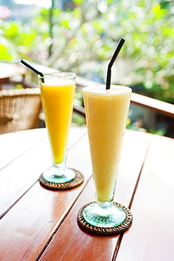 Mango fruit juice at breakfast in a cafe in Ubud, Bali, Indonesia, Southeast Asia, Asia