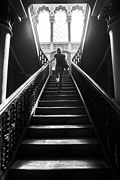 Tourist at La Glorieta Castle, Sucre, Bolivia, South America