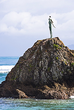 The Lady on the Rock sculpture remembering the Maori women of Mataatua, Whakatane Bay, Bay of Plenty, North Island, New Zealand, Pacific