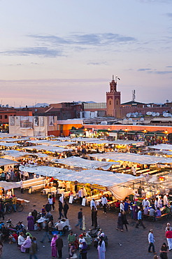 View of the Place Djemaa el Fna in the evening, Marrakech, Morocco, North Africa, Africa 