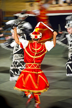 Dancers doing the traditional Moreska sword dance, in Korcula, Dalmatian Coast, Croatia, Europe 