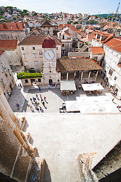 St. Lawrence Square viewed from the Cathedral of St. Lawrence, Trogir, UNESCO World Heritage Site, Dalmatian Coast, Croatia, Europe 