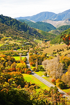 Autumnal landscape, taken from the centre of New Zealand, Nelson, South Island, New Zealand, Pacific 