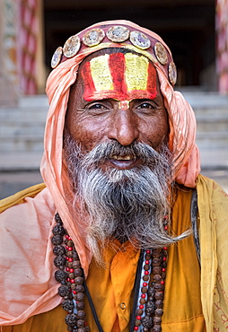 Portrait of Sadhu in Pushkar, Rajasthan, India, Asia