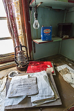 British Research Base W, abandoned and left in 1959 on Detaille Island, Crystal Sound, below the Antarctic Circle, Antarctica, Polar Regions