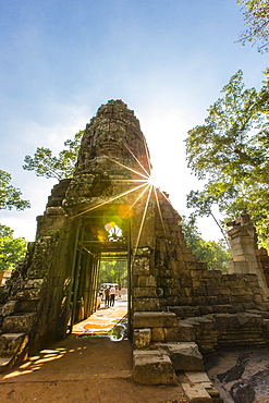 West gate at Ta Prohm Temple (Rajavihara), Angkor, UNESCO World Heritage Site, Siem Reap Province, Cambodia, Indochina, Southeast Asia, Asia 