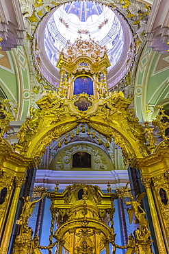 Interior view of the opulence of the cathedral of Saint Peter and Paul, St. Petersburg, Russia, Europe