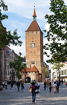 Weisser Turm tower, Ludwig Square, Nuremberg, Middle Franconia, Bavaria, Germany