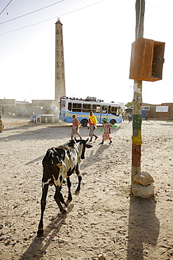 Obeliscal stele at a roundabout, Hawzien, Tigray Region, Ethiopia