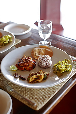 Ayurvedic lunch in a hotel restaurant, Gokarna, Karnataka, India