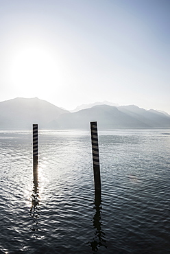 Jetty at Lake Como, Lago di Como, Menaggio, Province of Como, Lombardy, Italy