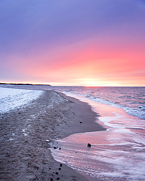 Sunset, Beach, Baltic Sea, Winter, Darss, National Park, Bodden, Germany