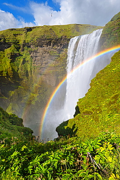 Skogarfoss, Skogar, Waterfall, Rainbow, Cliffs, Iceland, Europe