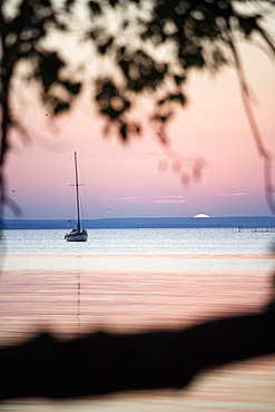 Sunset over Baltic Sea, Lieper Winkel, Usedom island, Mecklenburg-Western Pomerania, Germany