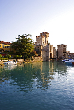 Port and Scaliger castle, Sirmione, lake Garda, Brescia province, Lombardy, Italy