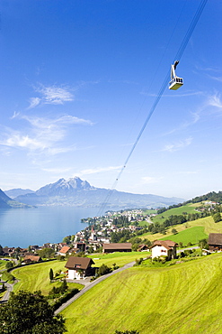 Weggis-Rigi Kaltbad Aerial Cableway on Rigi (1797 m), Pilatus (2132 m) in the background, Weggis, Canton of Lucerne, Switzerland