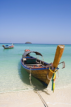 Longtail Boat on Ko Lipe Beach, Ko Lipe, Tarutao Marine National Park, Thailand