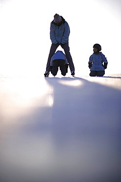 Family ice skating