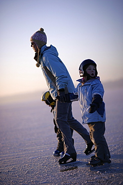 Family ice skating